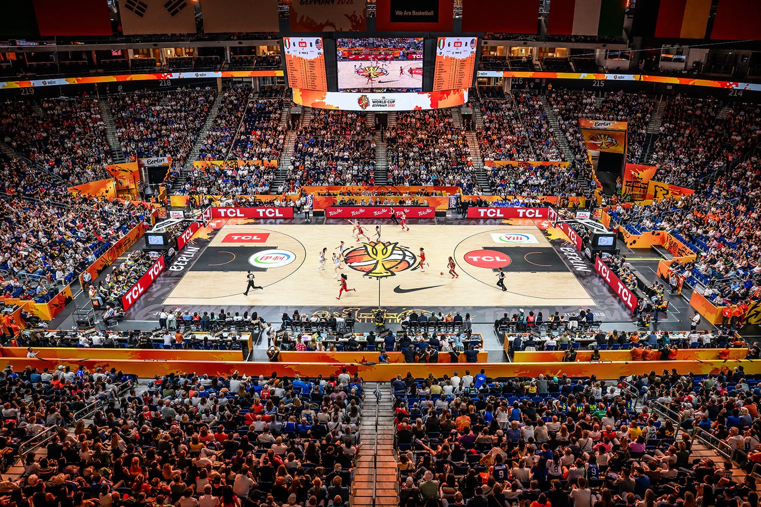 Junckers hardwood basketball court at the FIBA Women's Basketball World Cup 2026 in Berlin