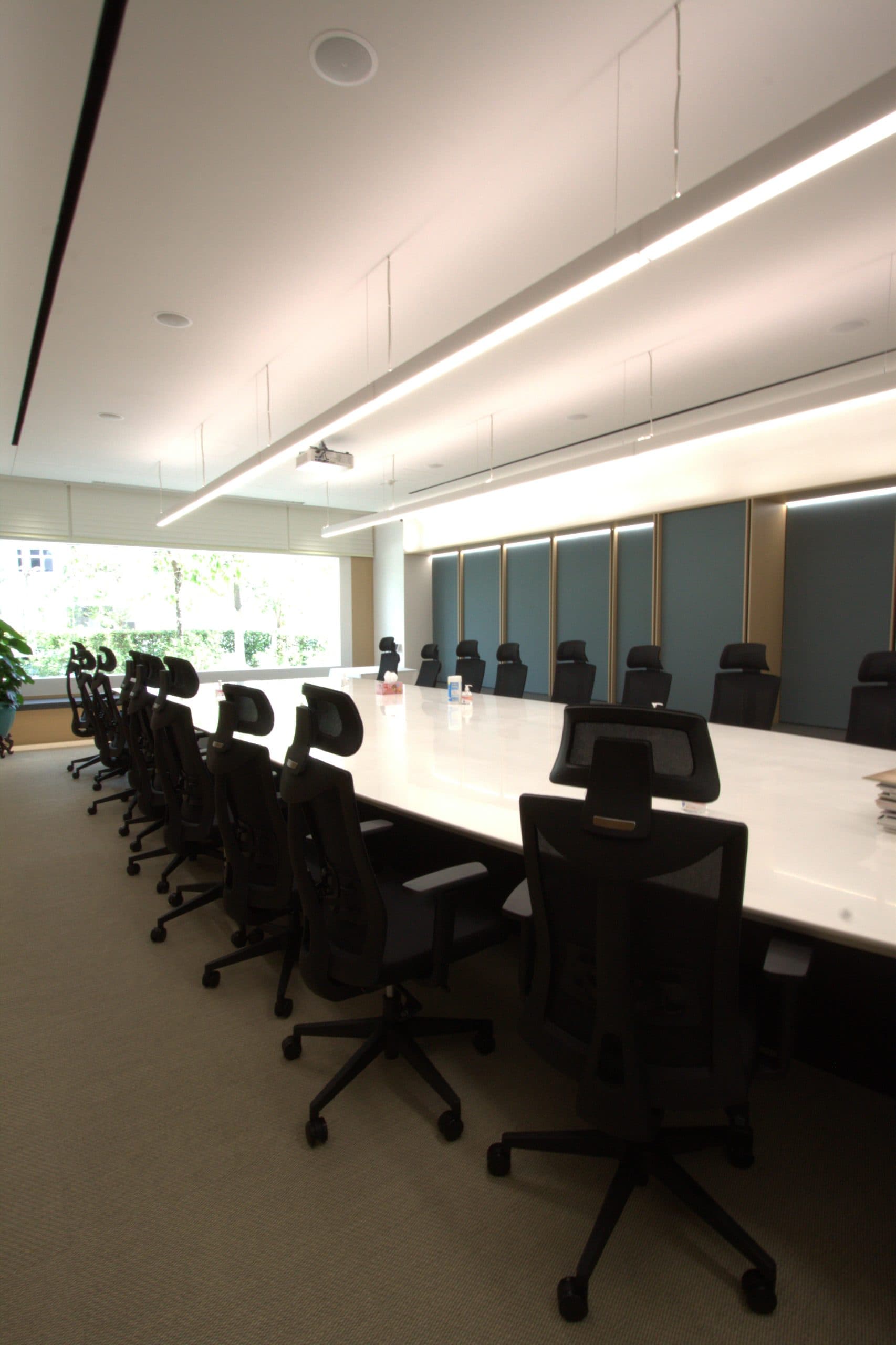 Acoustic plaster conference room ceiling