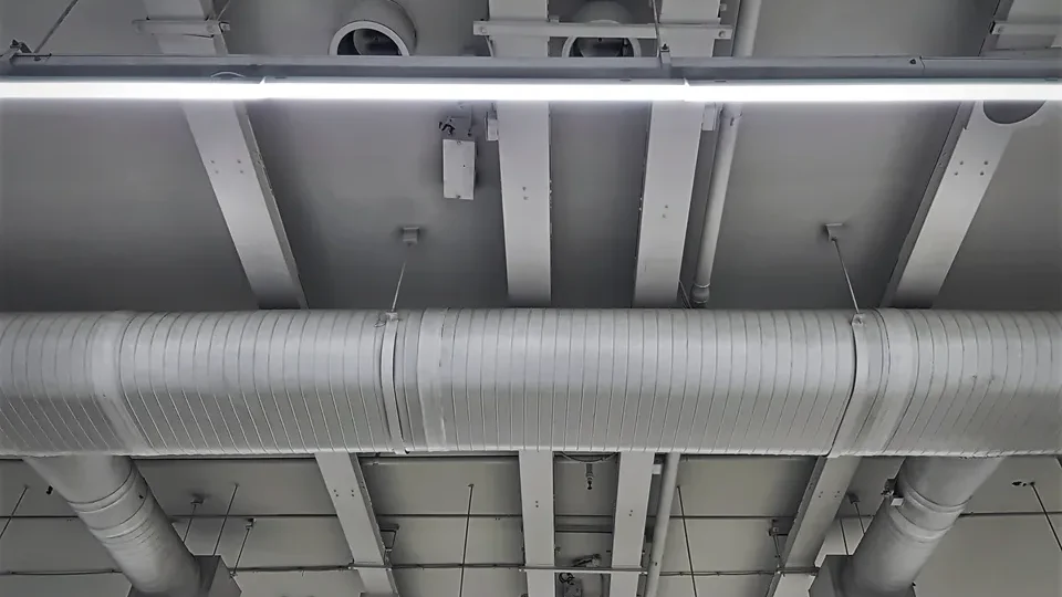 ceiling finish: Exposed Industrial Ductwork