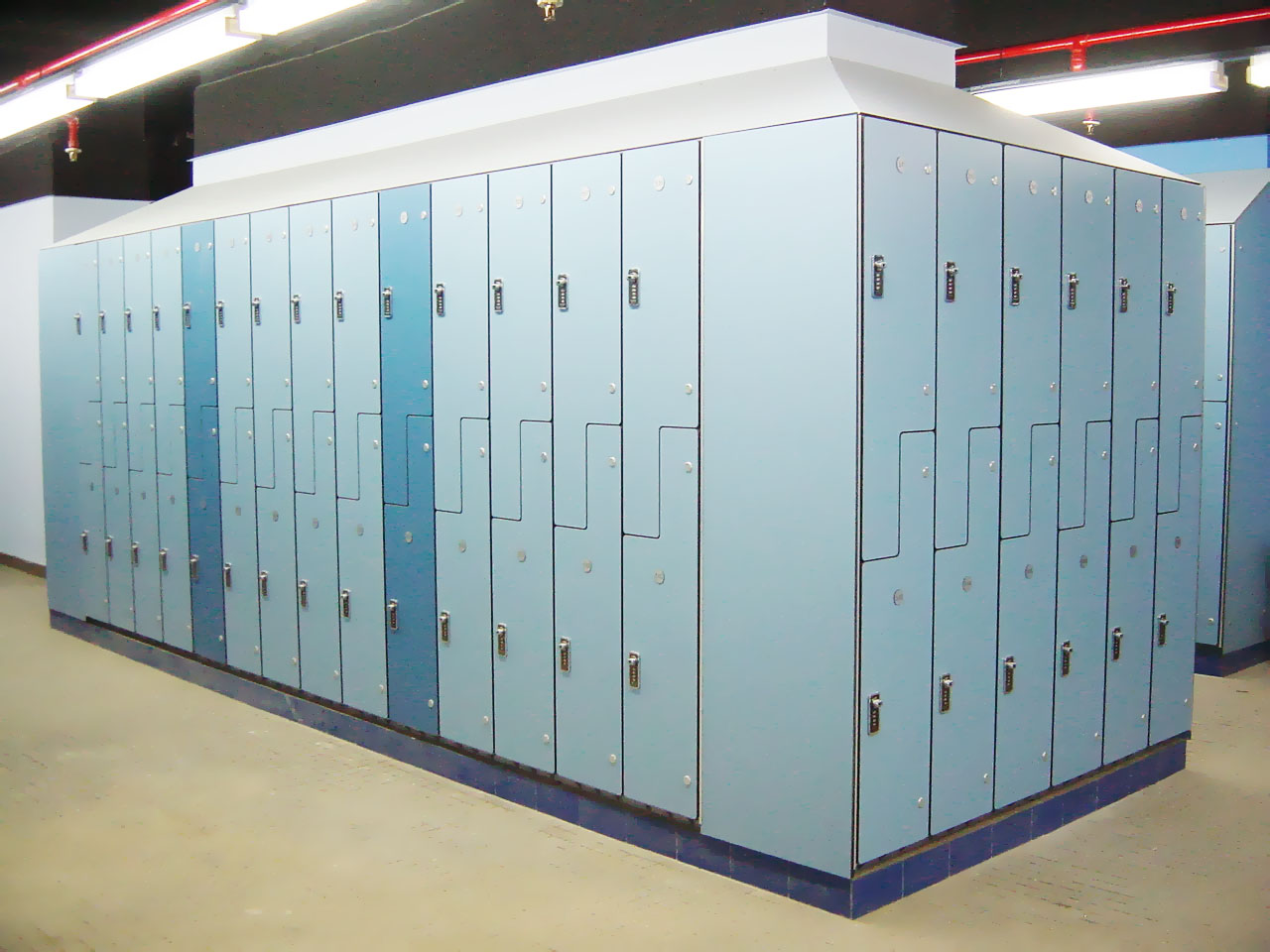 Marathon Z-locker phenolic lockers in a changing room